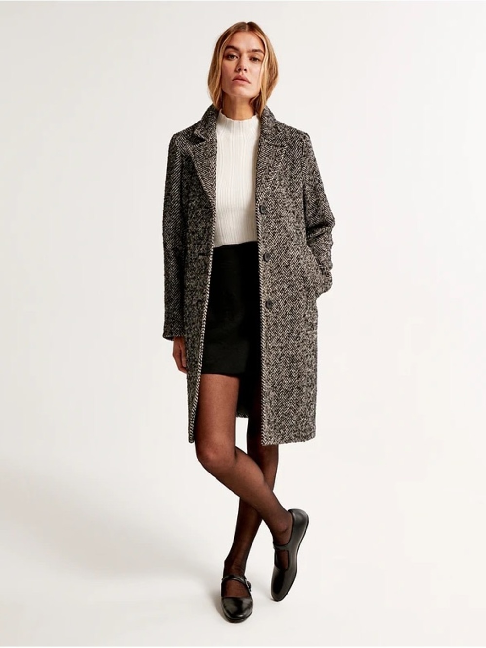 A&F Textured Dad Long Coat - Gray